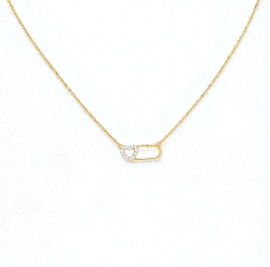 14K Yellow Gold Diamond Little Heart Jewelry Set 0.03Ct / 1.7gr