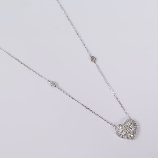 14K WG Diamond Heart Set Jewelry / 2.16gr / 1mm / 18in / 0.65Ct / VS2-SI / G-H