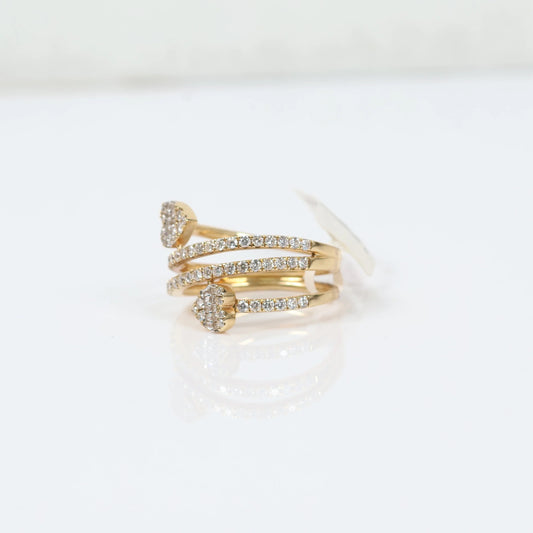 14K Yellow Gold Diamond Heart Ring 1.05Ct Dia / 5.8gr / Size 7.5