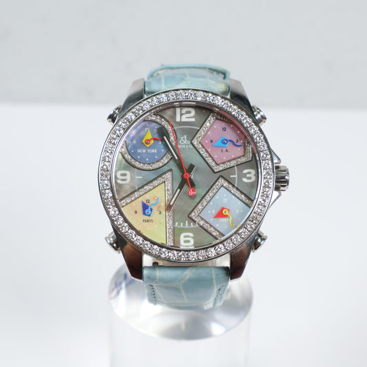 Jacob & Co Five Time Zone Stainless Steel MOP Dial Watch / 40mm /