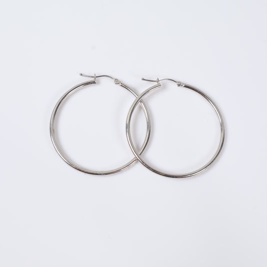 14K White Gold Hoop Earrings / 2.4gr