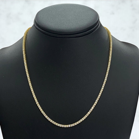 14K Yellow Gold Tennis Chain 6Ct / 13.8gr / 2.4mm / 16in