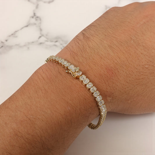 10K YG Diamond Baguette Luxury Bracelet / 11.28gr / 4mm / 8in / D-2.5Ct