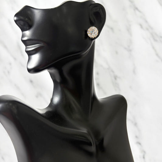 14K Yellow Gold Lab Diamond Flower Round Stud Earrings 2.50Ct Lab Dia / 3.97gr / 10mm