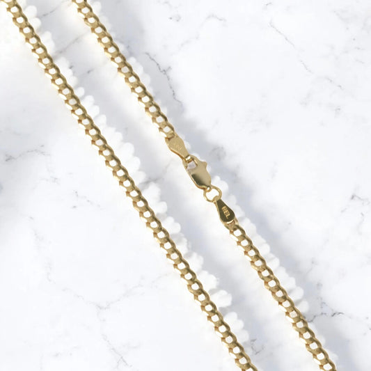 10K Yellow Gold American Cuban Link Chain / 4gr / 3.7mm / 18in