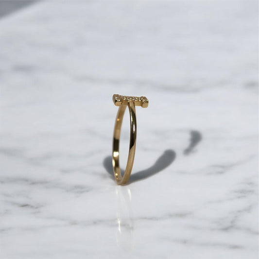 14K YG Letter I Ring / 1.16gr / Sz 7.5