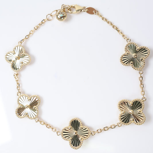 14K YG Clover Bracelet / 6.8gr / 2.1mm / 8in /