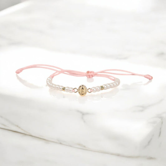 18K YG Virgin Of Guadalupe - Smooth Balls Bracelet / 0.4gr / Adjustable /