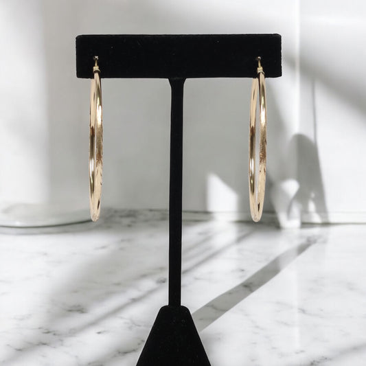 14K YG Luxury Hoop Earrings / 3.48in / 2in /
