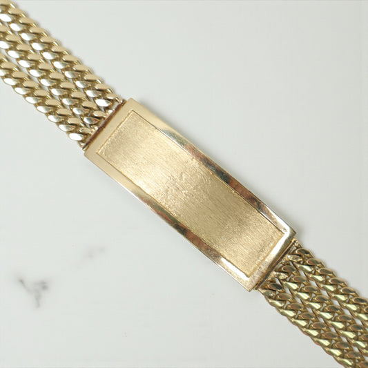 10K YG Name Plate 3 Micro Cuban Links Bracelet / 50.5 / 15mm / 8.5in /