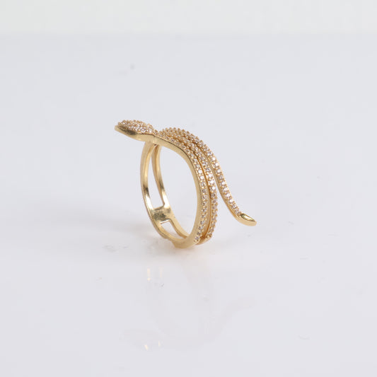 Snake Ring 14K Yellow Gold With Zirconia / 3.7gr / Size 5.5