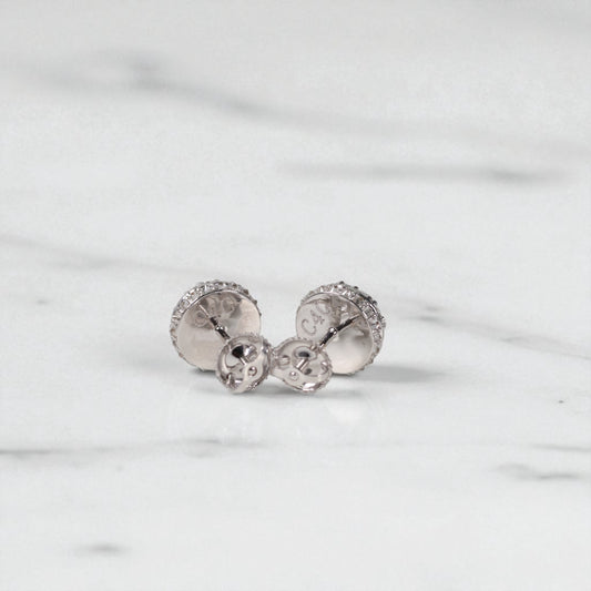 10K WG Reverse Diamond Luxury Stud Earrings / 2.76gr / 9mm / 1.29 Wt Dia