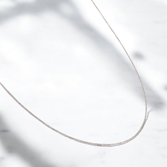 14K White Gold Minicuban Chain / 1gr / 0.7mm / 16in