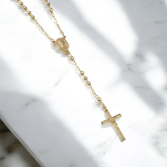 14K YG Rosary Chain / 14.59gr / 4mm / 27in /