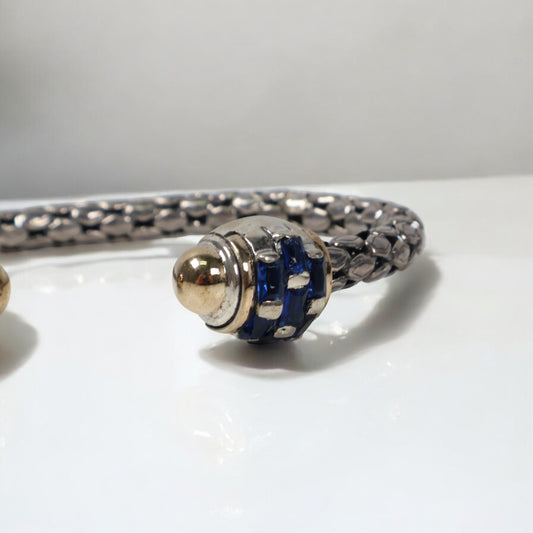 Silver-18K Fashion Bracelet / 22.27gr / / Blue Stones