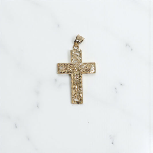 10K YG Crusifix Pendant / 2.23gr / 1.5in /