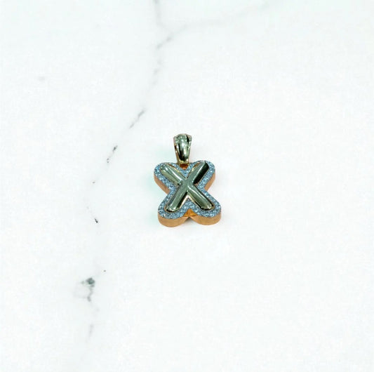 10K Yellow Gold Letter X Pendant With Diamond 0.58Ct / 4.9gr