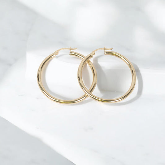 14K YG Fashion Hoop Earrings / 3.95gr / 2in /