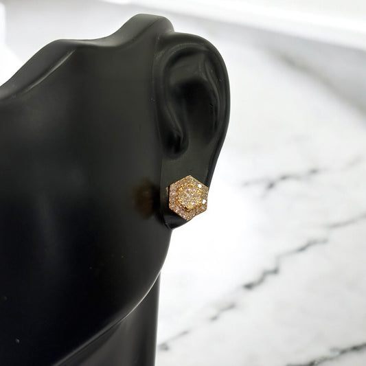 14K Yellow Gold Diamond Luxury Stud Earrings 0.38Ct / 1.6gr