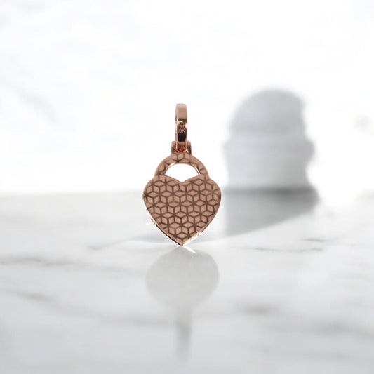 10K RG Diamond Heart Pendant / 2.26gr / 0.8in / 0.4Wt Dia