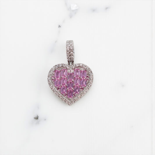 14K WG Diamond Heart With Sapphire Pendant / 5.66gr / 1in / S-2.35Ct / D-0.65Ct