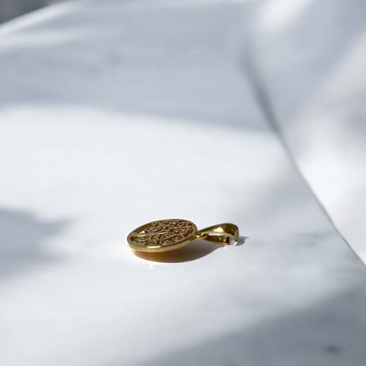 18K Yellow Gold Tree Of Life Small Pendant / 0.8gr / 0.6in