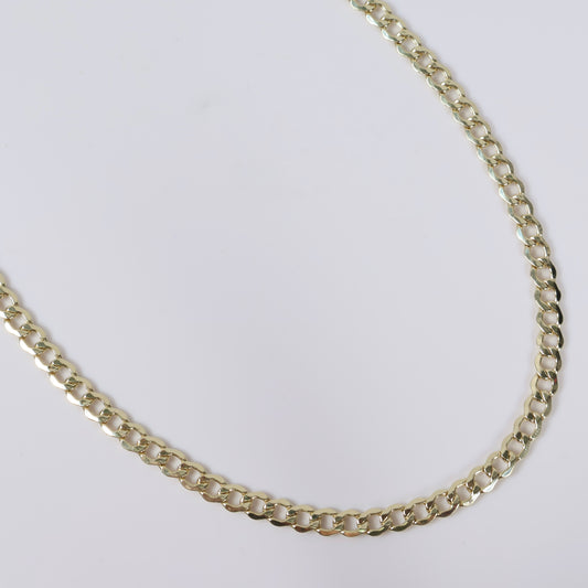 14K YG American Cuban Hallow Chain / 8.8gr / 5.4mm / 22in /