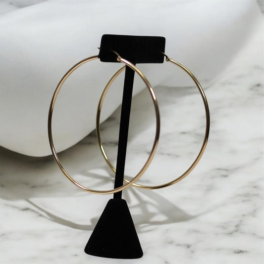 14K YG Luxury Hoop Earrings / 4.82gr / 2.7in
