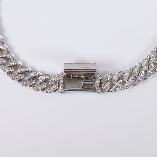 10K WG Diamond Cuban Links Bustdown Hallow Bracelet / 12.2gr / 6.5mm / 7.5in / 1.99Ct Dia