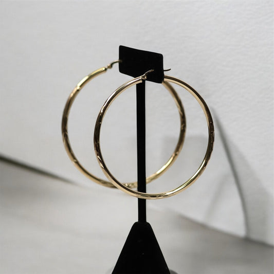 10K YG Fashion Hoop Earrings / 3.81gr / 2.2in
