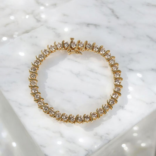 14K YG Diamond Luxury Bracelet / 18.47gr / 6.4mm / 7in / 11.6Wt Dia