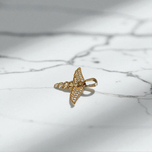 18K Yellow Gold Medical Symbol Pendant With Zircons / 1.5gr