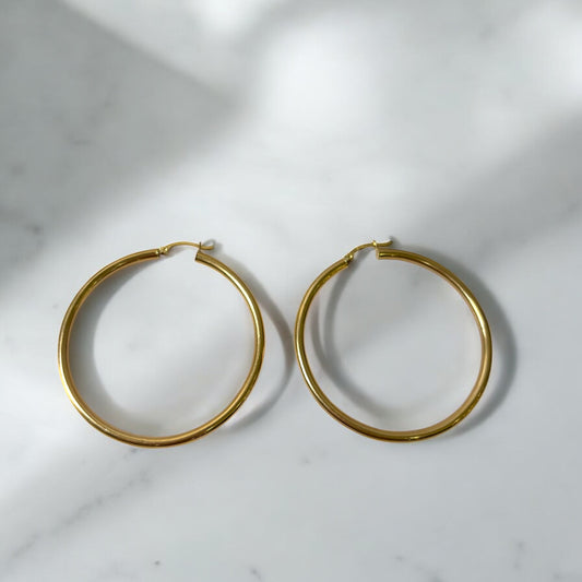 14K Yellow Gold Hoop Earrings / 4gr