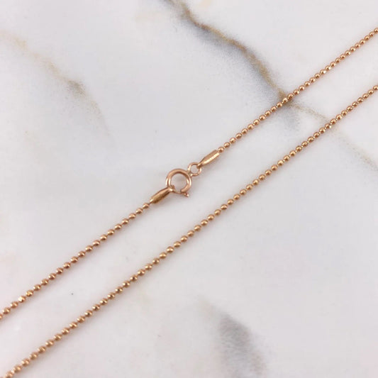 18K Rose Gold Military Balls Chain / 2.1gr / 0.9mm / 19.5in