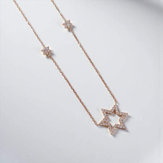 14K RG Diamond Star Set Jewelry / 2.47gr / 1mm / 18in / D-0.35Ct