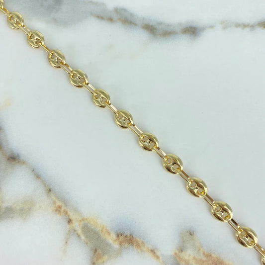 18K Yellow Gold Gc Link Anklet / 5.1gr / 5.3mm / 10in