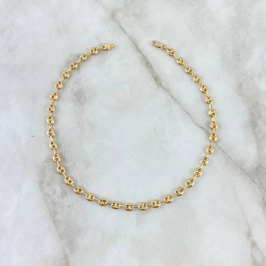 18K Yellow Gold Gc Link Anklet / 5.1gr / 5.3mm / 10in