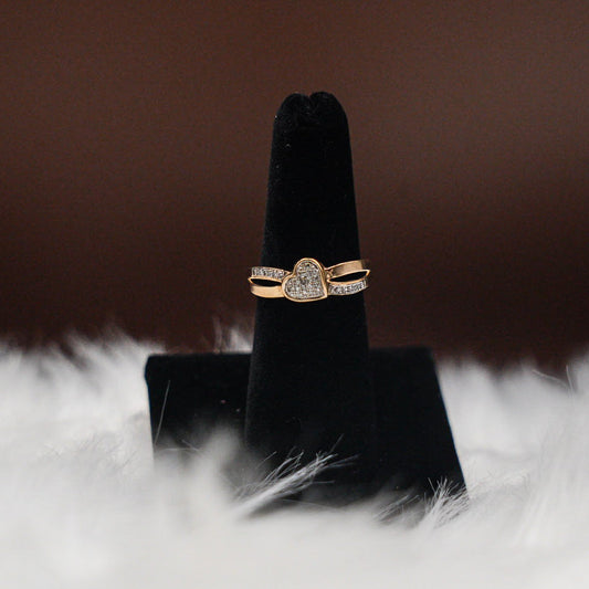 Infinite Heart Ring 10K Yellow Gold With Diamonds / 2.5gr / Size 7