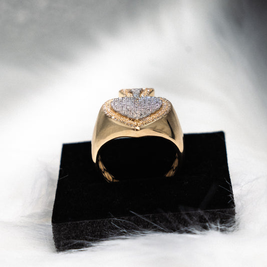 Poker Ring 10K Yellow Gold With Diamonds 0,66ct / 8gr / Size 10