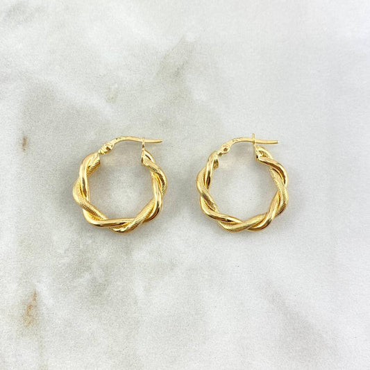 18K Yellow Gold Angi Dotted Sankes Hoop Earrings 2gr / 0.79in
