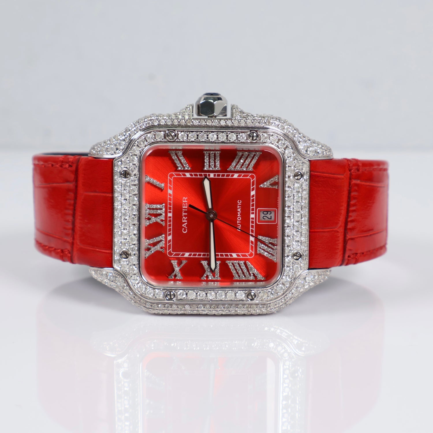 Cartier Santos Red Bustdown Watch / XL /