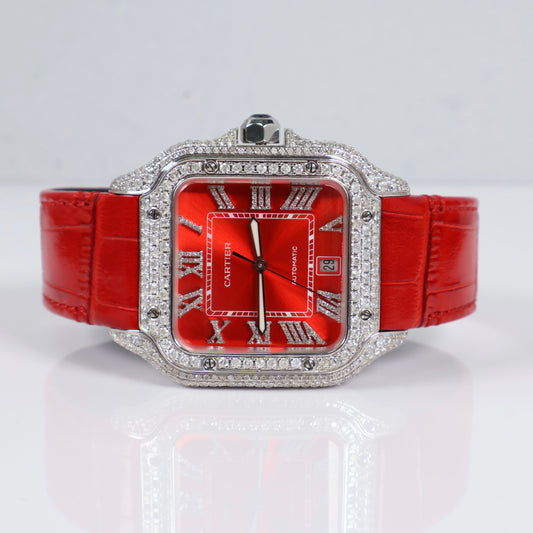 Cartier Santos Red Bustdown Watch / XL /