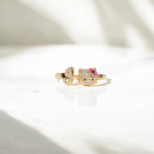 10K YG Diamond HK - Letter I Rings / 2.57gr / Sz 6 3/4 / 0.12Wt Dia