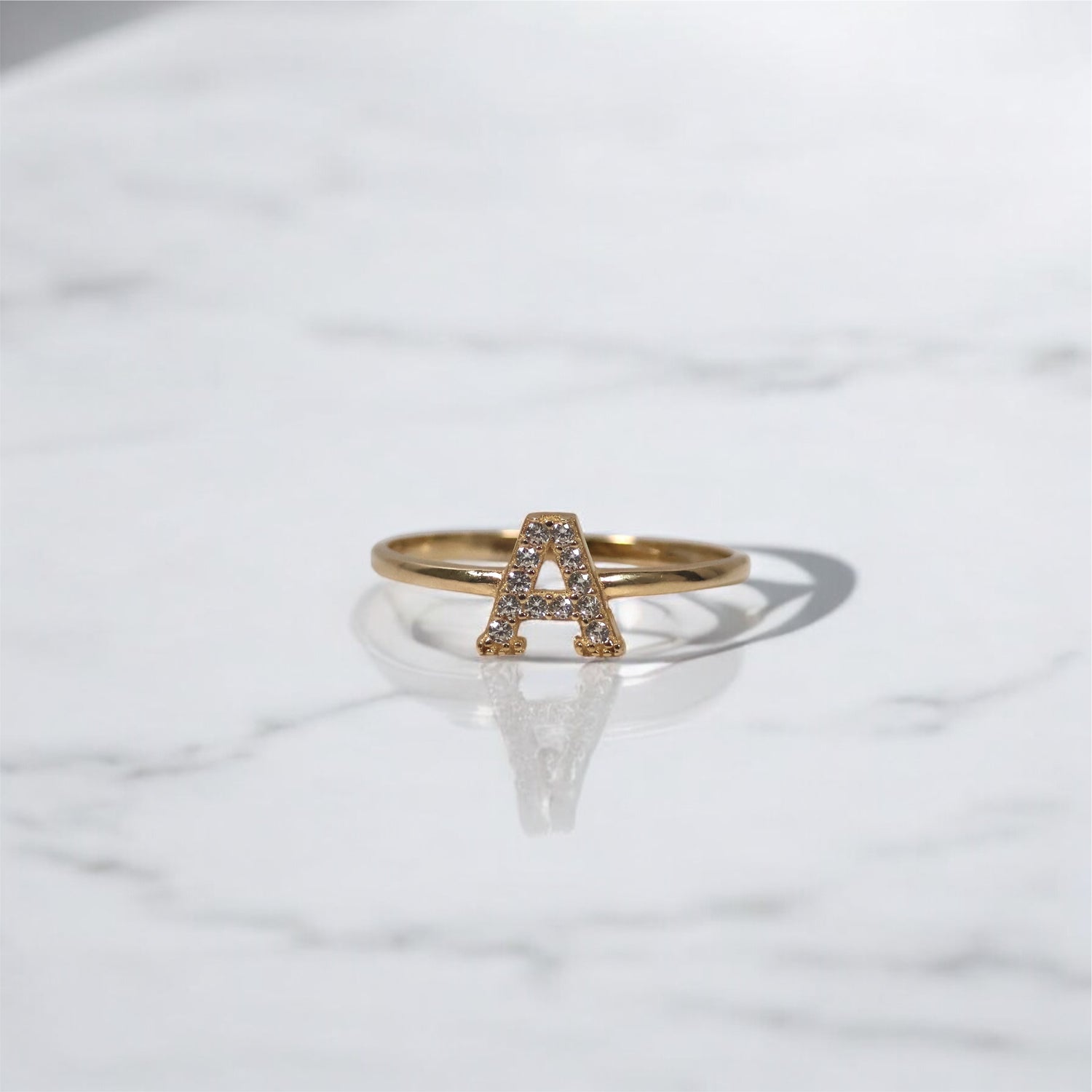 14K YG Letter A Ring / 1.38gr / Sz 7 1/4