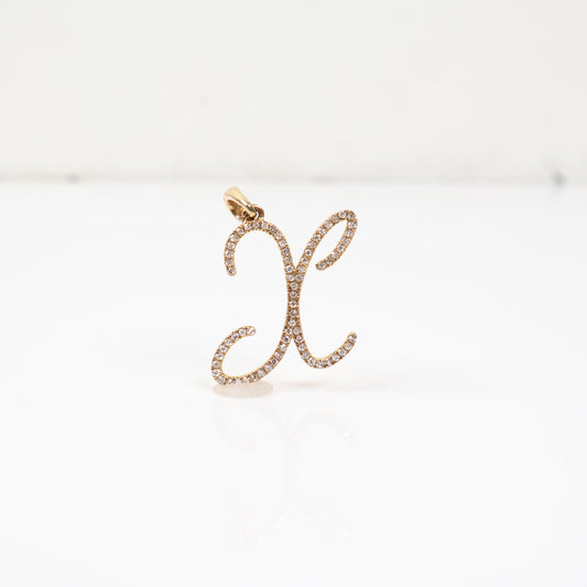 10K YG Diamond Letter X Pendant / 1.71gr / 0.7in / D-0.25Ct