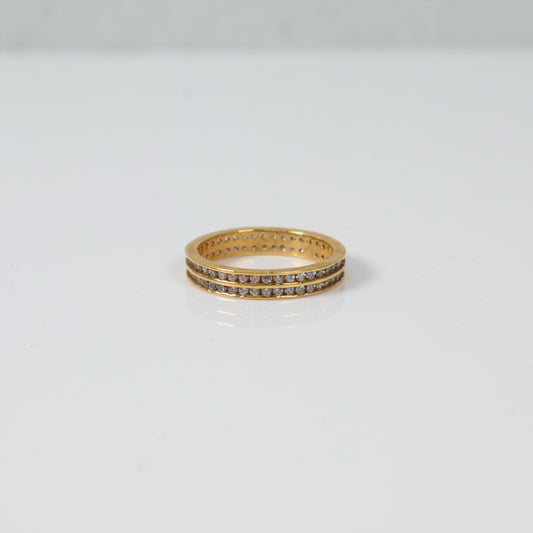 14K Yellow Gold Infinity Ring With Diamond / 3.4gr / Size 6 1/2