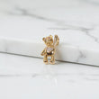 18K Yellow Gold Heart Bear Pendant With Pink/White Zircons / 4gr