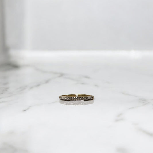 14K Yellow Gold Fashion Engagement Ring With Zircons / 1.2gr / Size 7