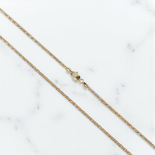 10K YG Snake Link Diamond Cut Chain / 10.9gr / 2mm / 22in /
