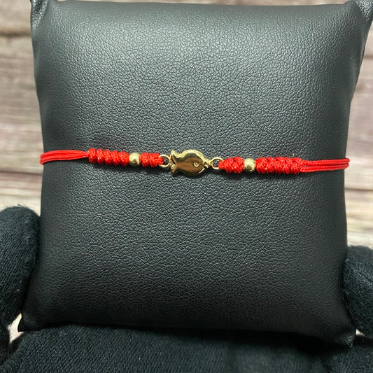 18K Yellow Gold Tejida Baby Fish-Smooth Balls Bracelet Adjustable / 0.4gr